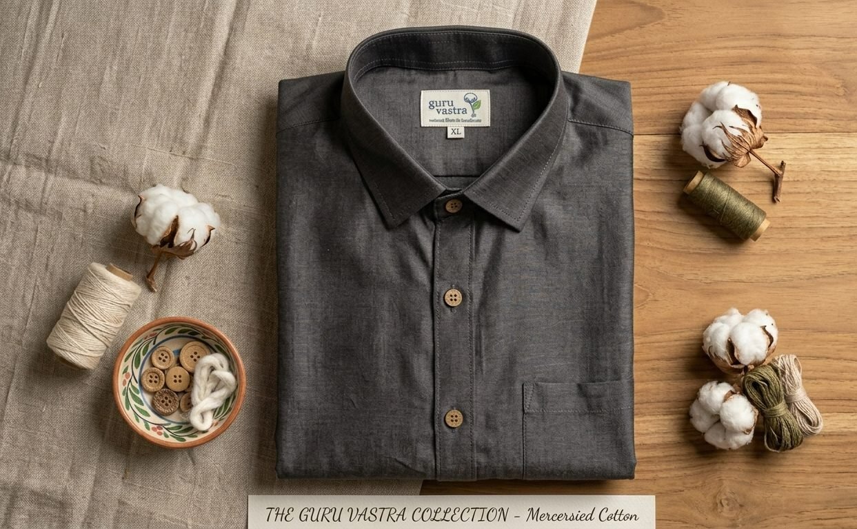 Evergreen – Earth Bark | Dark chocolate brown | Shine finish | Natural cotton fibers | handloom shirt